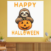 Funny Niedlich Sloth Holding Pumpkin Leinwanddruck (Insitu (Wohnzimmer))