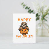 Funny Niedlich Sloth Holding Pumpkin Postkarte (Stehend Vorderseite)