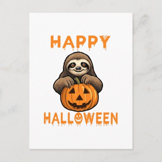 Funny Niedlich Sloth Holding Pumpkin Postkarte (Vorderseite)