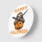 Funny Niedlich Sloth Holding Pumpkin Runde Wanduhr (Winkel)