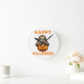 Funny Niedlich Sloth Holding Pumpkin Runde Wanduhr (Zuhause)
