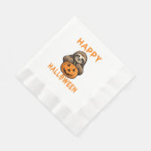 Funny Niedlich Sloth Holding Pumpkin Serviette (Ecke)