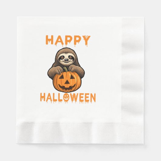Funny Niedlich Sloth Holding Pumpkin Serviette (Vorderseite)