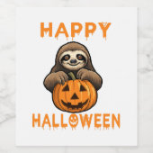 Funny Niedlich Sloth Holding Pumpkin Weinetikett (Einzelnes Label)