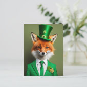 Funny Niedlich St Patricks Day Fox Postkarte (Stehend Vorderseite)