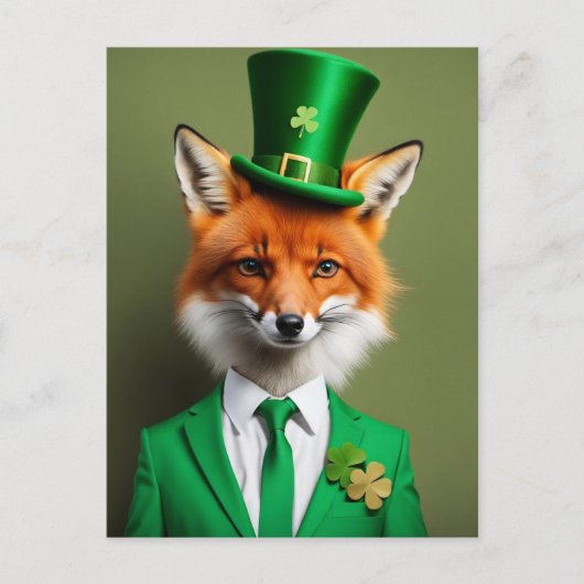 Funny Niedlich St Patricks Day Fox Postkarte (Vorderseite)
