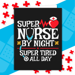 Funny Niedlich Super Tired Nurse Day Night Shift Karte