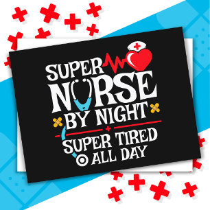 Funny Niedlich Super Tired Nurse Day Night Shift Postkarte