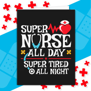 Funny Niedlich Super Tired Nurse Day Shift Night Karte