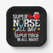 Funny Niedlich Super Tired Nurse Day Shift Night Pappteller (Vorderseite)
