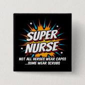 Funny Niedlich Superhero Super Nurse Wertschätzung Button (Vorderseite)
