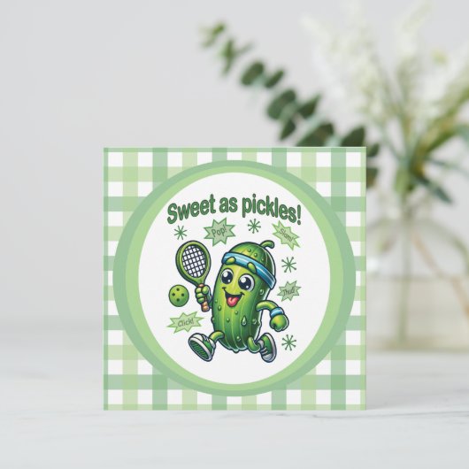 Funny Niedlich Sweet as Pickles Pickleball Einladung (Stehend Vorderseite)
