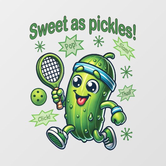 Funny Niedlich Sweet as Pickles Pickleball Fensteraufkleber (Blatt)