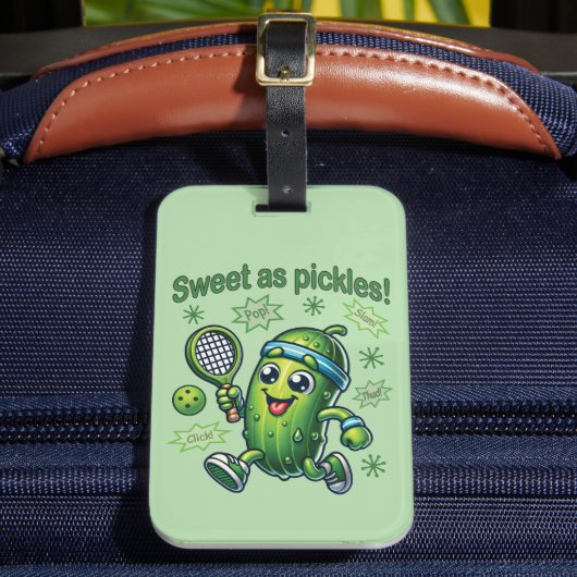 Funny Niedlich Sweet as Pickles Pickleball Gepäckanhänger (Vorderseite Insitu 2)