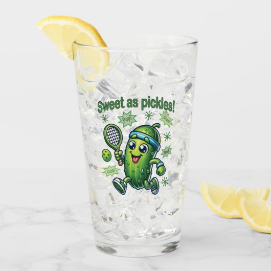 Funny Niedlich Sweet as Pickles Pickleball Glas (Vorderseite Ice)