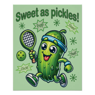 Funny Niedlich Sweet as Pickles Pickleball Poster