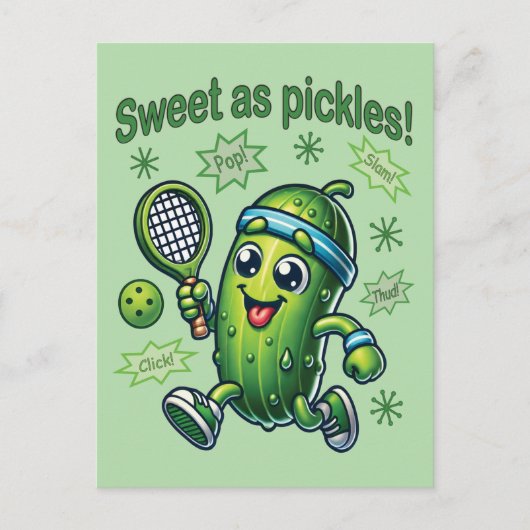 Funny Niedlich Sweet as Pickles Pickleball Postkarte (Vorderseite)