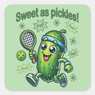Funny Niedlich Sweet as Pickles Pickleball Quadratischer Aufkleber