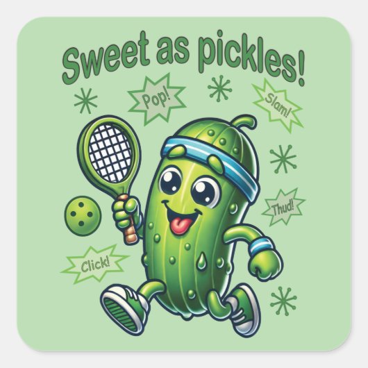 Funny Niedlich Sweet as Pickles Pickleball Quadratischer Aufkleber (Vorderseite)