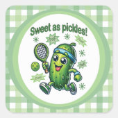 Funny Niedlich Sweet as Pickles Pickleball Quadratischer Aufkleber (Vorderseite)