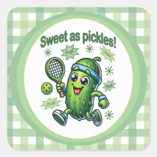 Funny Niedlich Sweet as Pickles Pickleball Quadratischer Aufkleber