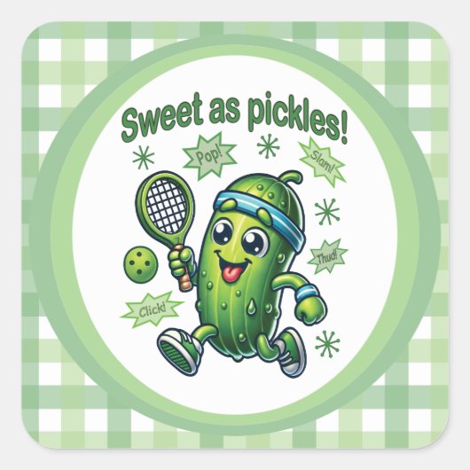 Funny Niedlich Sweet as Pickles Pickleball Quadratischer Aufkleber (Vorderseite)