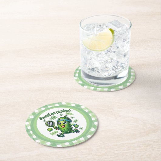 Funny Niedlich Sweet as Pickles Pickleball Runder Pappuntersetzer (Vor Ort)