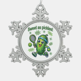Funny Niedlich Sweet as Pickles Pickleball Schneeflocken Zinn-Ornament