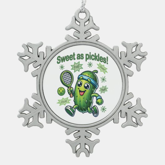 Funny Niedlich Sweet as Pickles Pickleball Schneeflocken Zinn-Ornament (Vorderseite)