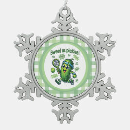 Funny Niedlich Sweet as Pickles Pickleball Schneeflocken Zinn-Ornament