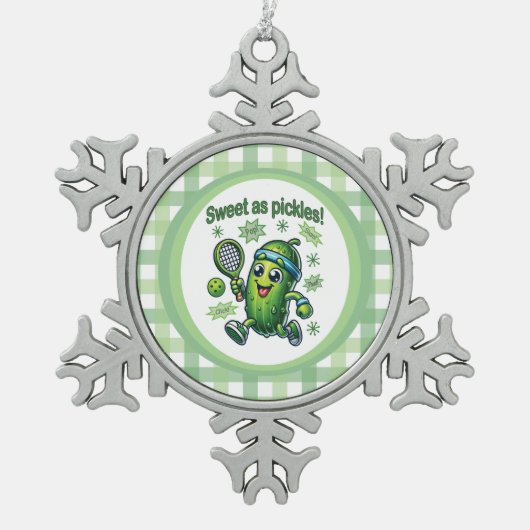 Funny Niedlich Sweet as Pickles Pickleball Schneeflocken Zinn-Ornament (Vorderseite)