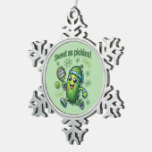 Funny Niedlich Sweet as Pickles Pickleball Schneeflocken Zinn-Ornament (Rechts)
