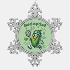 Funny Niedlich Sweet as Pickles Pickleball Schneeflocken Zinn-Ornament