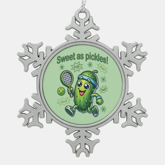 Funny Niedlich Sweet as Pickles Pickleball Schneeflocken Zinn-Ornament (Vorderseite)