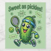 Funny Niedlich Sweet as Pickles Pickleball Weinetikett (Einzelnes Label)