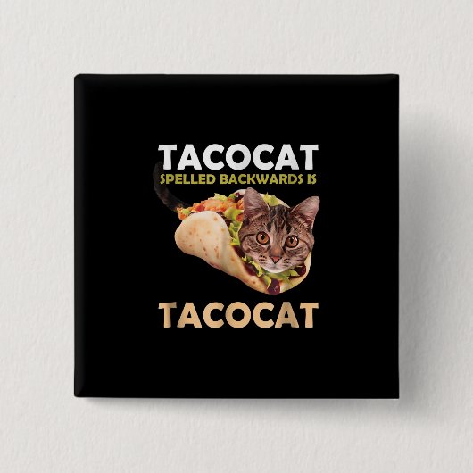 Funny Niedlich Tacocat Taco Katze zurückgeschriebe Button (Vorderseite)