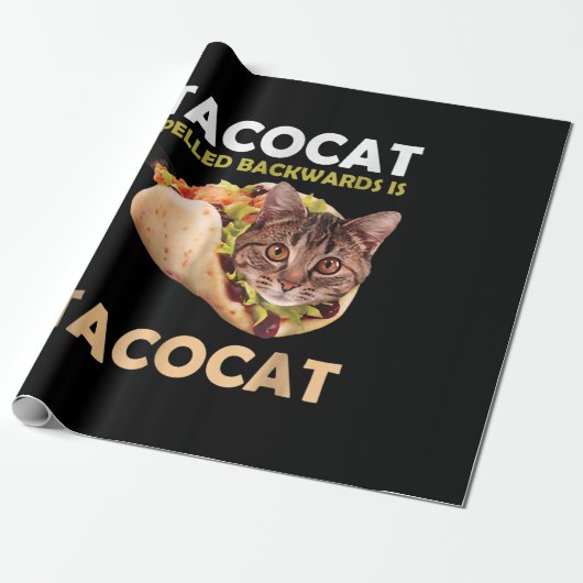 Funny Niedlich Tacocat Taco Katze zurückgeschriebe Geschenkpapier (Ungerollt)