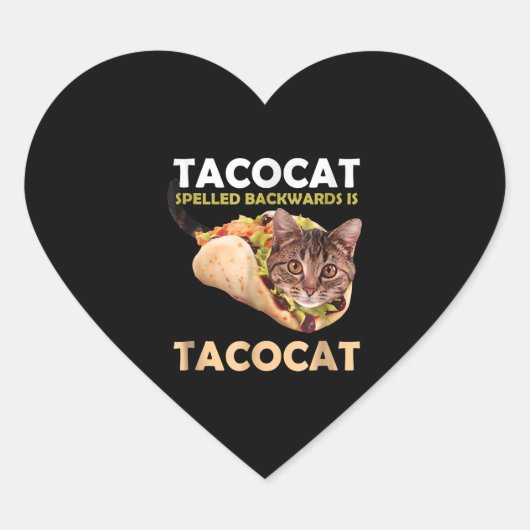 Funny Niedlich Tacocat Taco Katze zurückgeschriebe Herz-Aufkleber (Vorderseite)