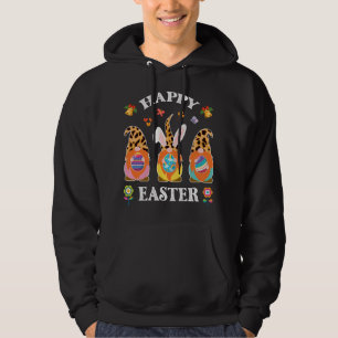 Funny Niedlich Three Gnomes Bunny Holding Egg Happ Hoodie