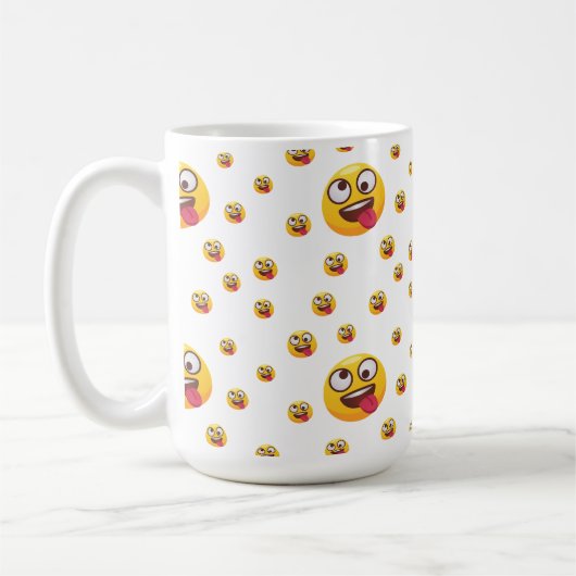 "Funny Niedlich Tongue-Out Emoji Design" Kaffeetasse (Links)