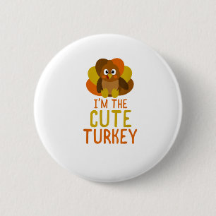 Funny Niedlich Turkey Family Matching Erntedank Button