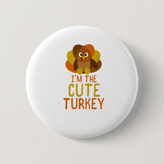 Funny Niedlich Turkey Family Matching Erntedank Button (Vorderseite)