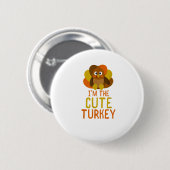 Funny Niedlich Turkey Family Matching Erntedank Button (Vorne & Hinten)