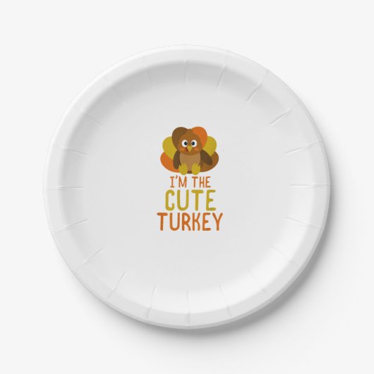 Funny Niedlich Turkey Family Matching Erntedank Pappteller (Vorderseite)
