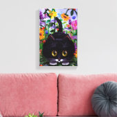 Funny Niedlich Tuxedo Cat Mouse Blume Creationarts Leinwanddruck (Insitu (Wohnzimmer))