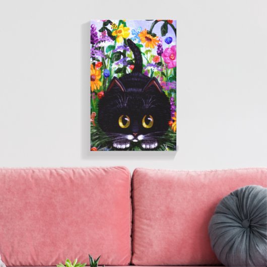Funny Niedlich Tuxedo Cat Mouse Blume Creationarts Leinwanddruck (Insitu (Wohnzimmer))