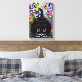 Funny Niedlich Tuxedo Cat Mouse Blume Creationarts Leinwanddruck (Insitu (Schlafzimmer))