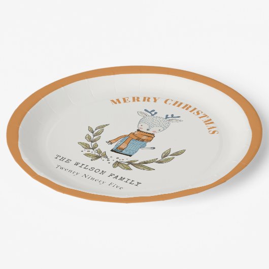 Funny Niedlich Ugly Sweater Leafy Rentier Weihnach Pappteller (Schrägansicht)