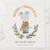 Funny Niedlich Ugly Sweater Leafy Rentier Weihnach Weinetikett (Einzelnes Label)