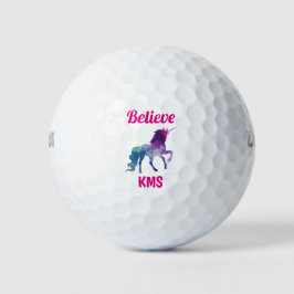 Funny Niedlich Unicorn Monogram Initials Golfball